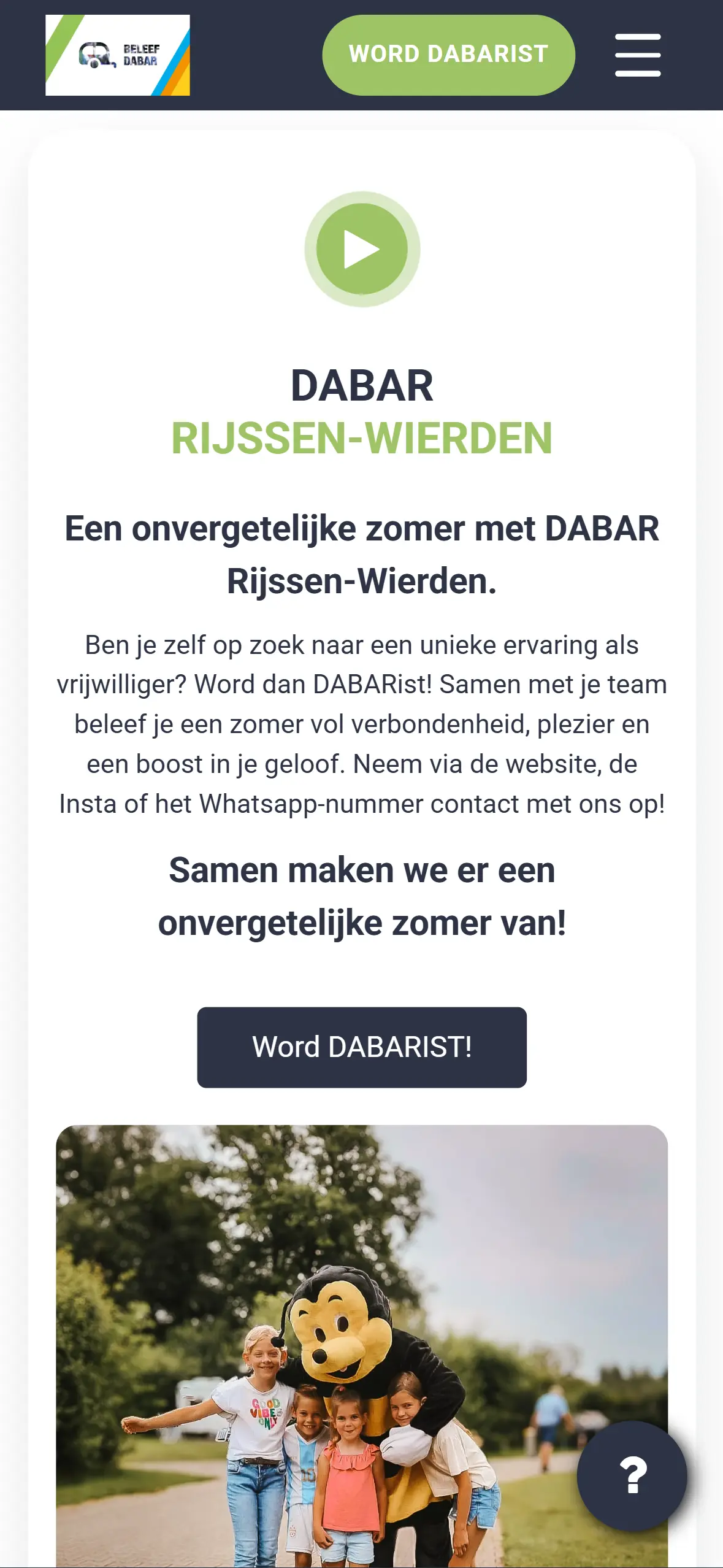 De website van DABAR Rijssen-Wierden op een telefoon