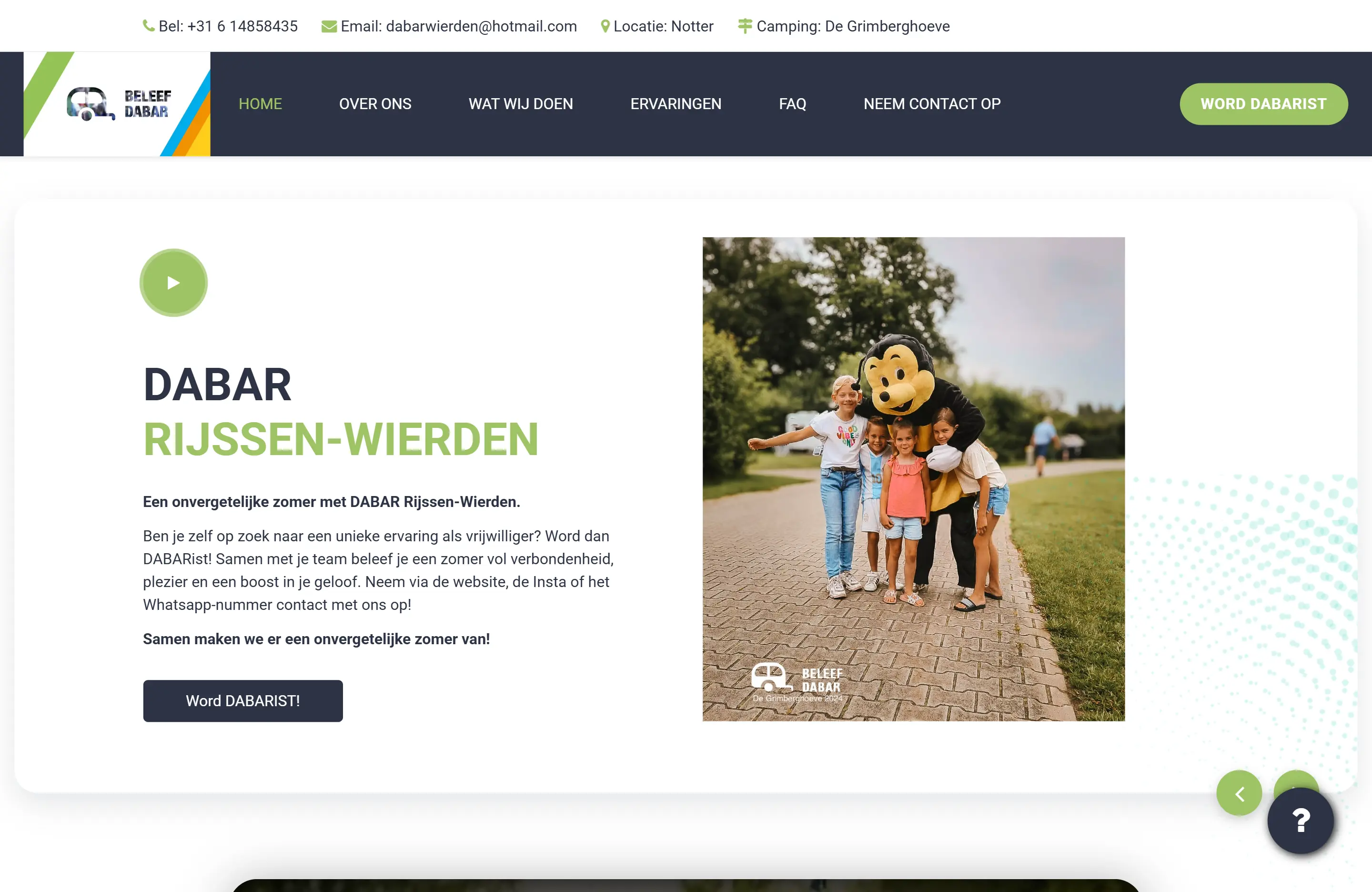 Homepage van de website van DABAR Rijssen-Wierden